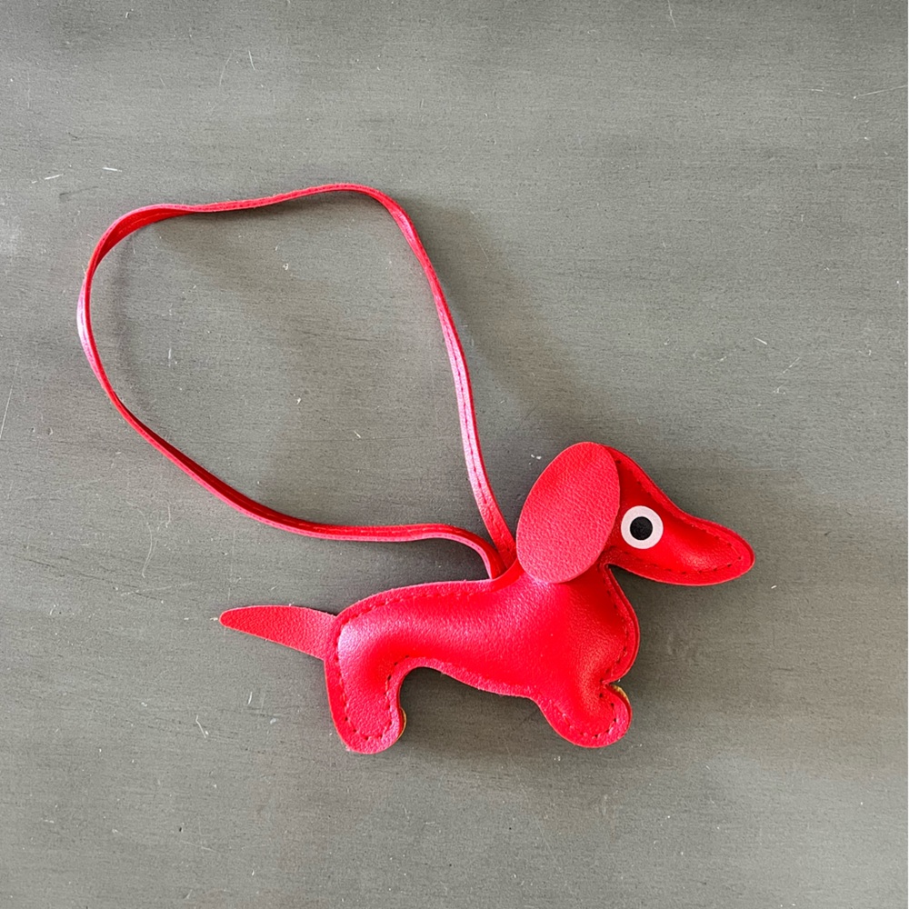 Red & Brown Dog 4.5” Faux Leather Bag Purse Charm Accessory Puppy Weiner Poodle